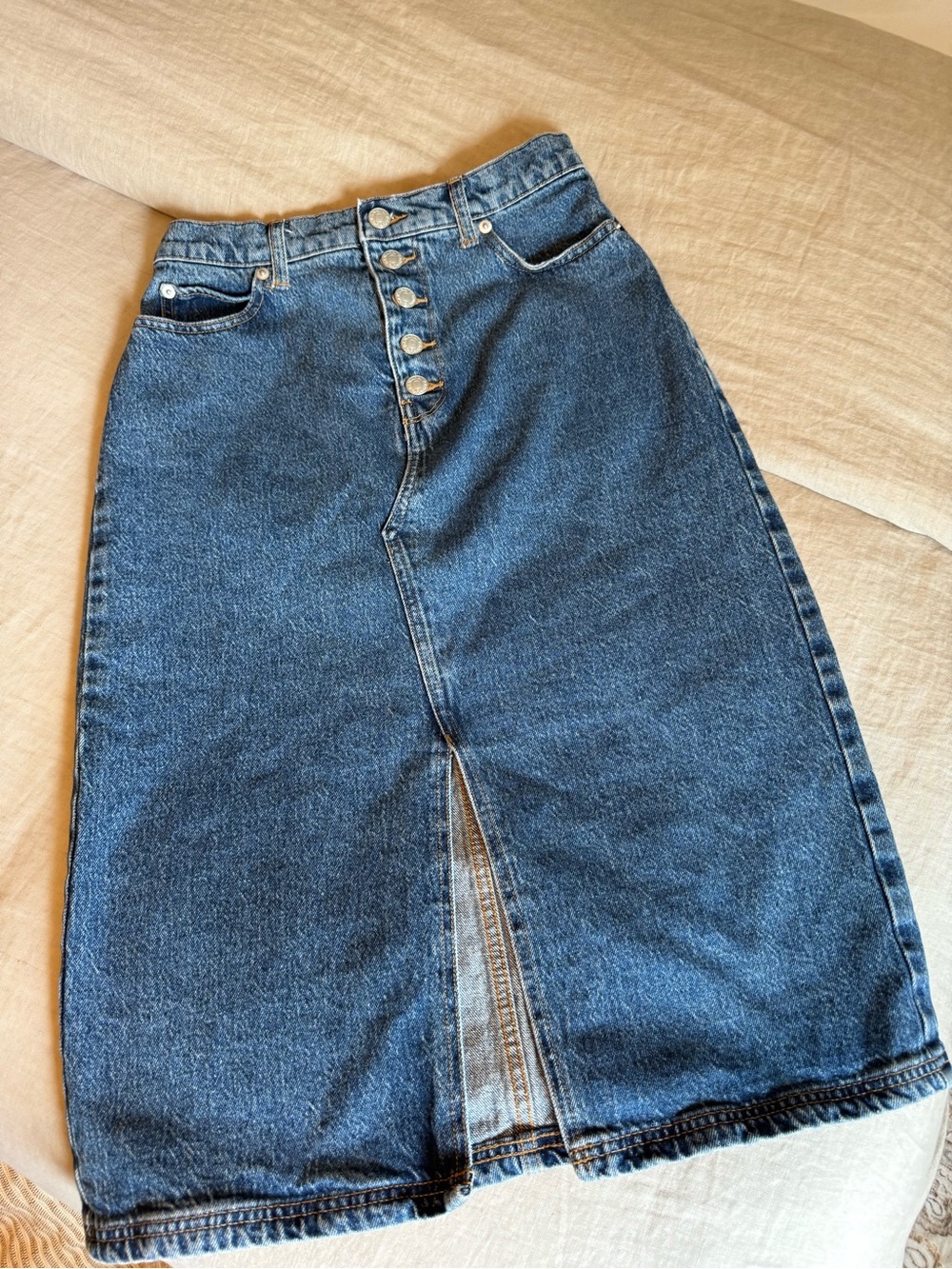 Banana Republic Factory Indigo Denim Button-Front Midi Skirt